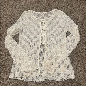 Free People Cream Lace Blouse